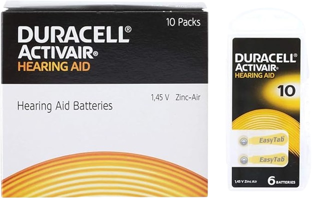 Duracell Activar Size 10 Zinc Batteries - 60 Pack