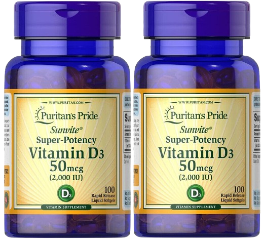 Puritan's Pride High Potency Vitamin D3 2000IU Softgels 100's
