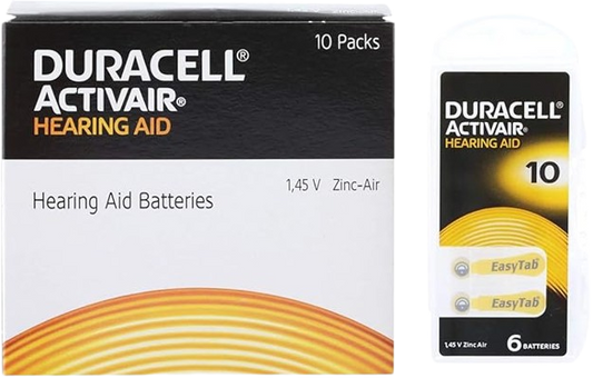 Duracell Activar Size 10 Zinc Batteries - 60 Pack